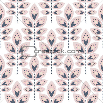 Stylized leaf pale pink seamless pattern.