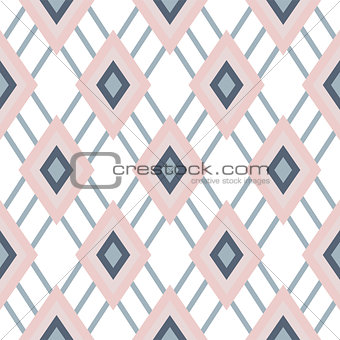 Rhombus geometric pastel pink seamless pattern.