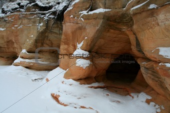 Sandstone with snow