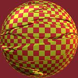 Red and yellow checkerd ball