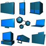 Information Technology Business Industry Icons Set - Green Blue