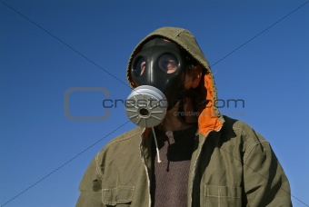 man with a gas mask