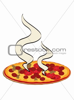 Pizza with steam
