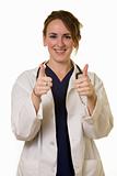 Doctor with two thumbs up
