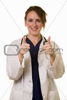 Doctor with two thumbs up
