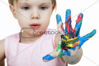 colored child's hand