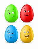 funny coloured easter eggs with happy faces