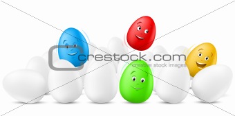 funny jumping easter eggs with happy faces