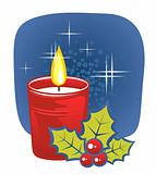 candle and holly berry