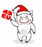happy pig and gift
