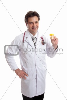 Doctor or pharmacist with prescription medicine.