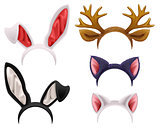 Set mask cat, rabbit, deer antler and ears