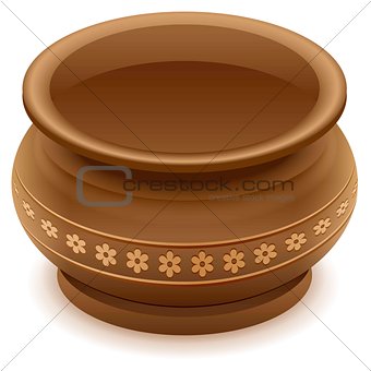 Brown empty clay ceramic pot