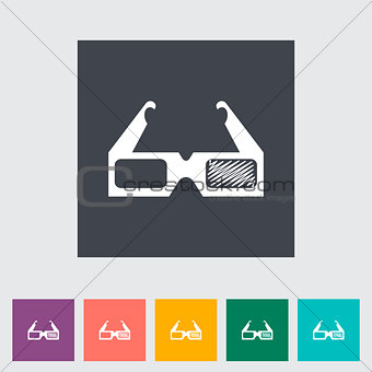 3D glasses single flat icon.