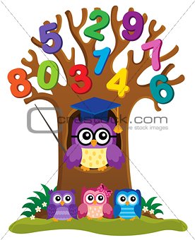 Tree with stylized school owl theme 4