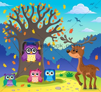 Tree with stylized school owl theme 5