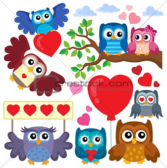 Valentine owls theme collection 1