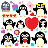 Valentine penguins theme collection 1