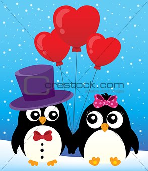 Valentine penguins theme image 2