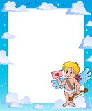 Frame with Cupid holding envelope