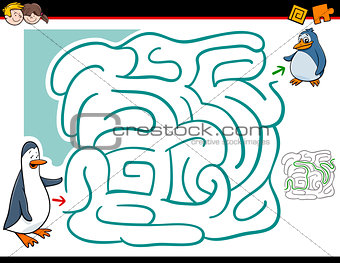 maze activity with penguins