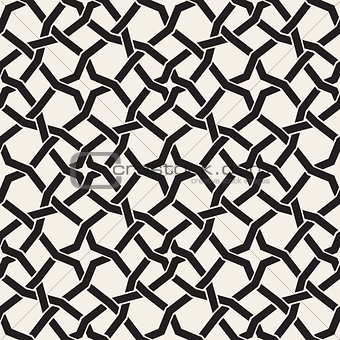 Vector Seamless Black and White Islamic Star Interweaving Line Geometric Pattern