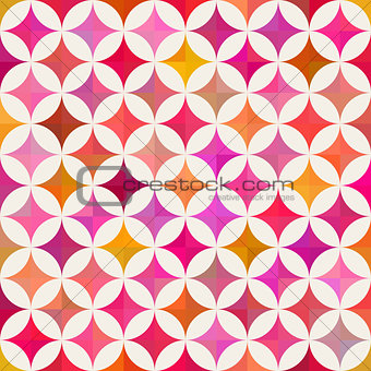 Vector Seamless Colorful Circle Star Quilt Tiling Pattern on Light Background
