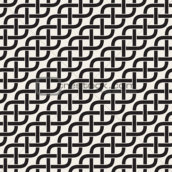 Interlaced Lines Celtic Ethnic Ornament. Vector Seamless Black and White Pattern