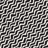 Vector Seamless Black and White Hand Drawn Diagonal Wavy Lines Pattern