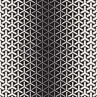 Halftone Gradient Mosaic Lattice. Vector Seamless Black and White Pattern.