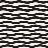 Vector Seamless Black and White Hand Drawn Wavy Lines Pattern