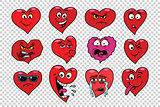 Red heart Valentine set of characters