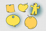 set of yellow stickers in different shapes