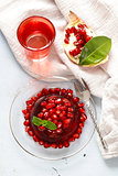 berry fruit jelly with fresh fruits - summer dessert