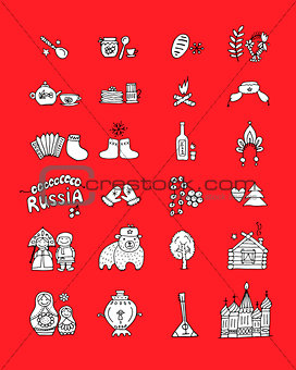 Russia, icons set. Sketch for your design