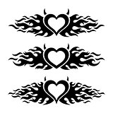 Black vector flaming heart love designs