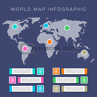 World map infographic vector template