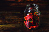 Jar of Dried Red Chilii Peppers.