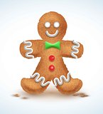 Gingerbread man decorated colored icing. Holiday cookie in shape of . Qualitative vector illustration for new year s day, christmas, winter , cooking, eve, food, silvester, etc