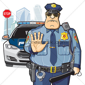 Police patrol, stop sign