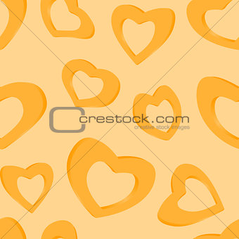 3D Golden hearts. Seamless background