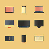Icons digital devices with display, vector illustration.