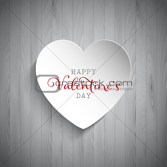 Valentine's Day heart on wood background 