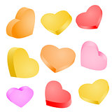 Set of colorful hearts