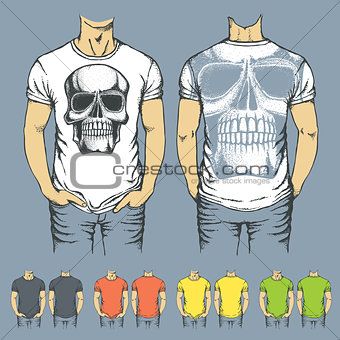 Vector t-shirts templates with prints of animals