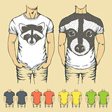 Vector t-shirts templates with prints of animals