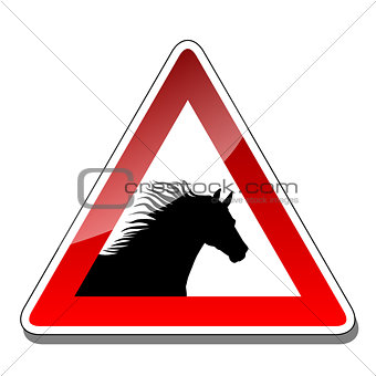 A warning sign horse
