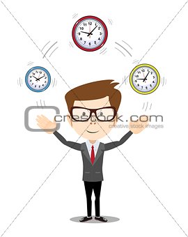 Abstract Businessman holding Time.