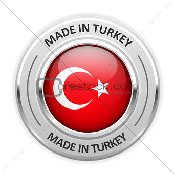 Silver medal Made in Turkey with flag