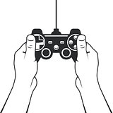 Gamepad in hands icon - game console joystick 